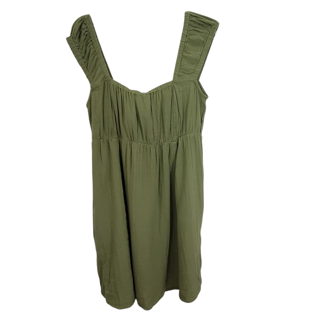NWT Old Navy Mini Dress Short Sleeve Cutout Bow Babydoll Swing Green Large
